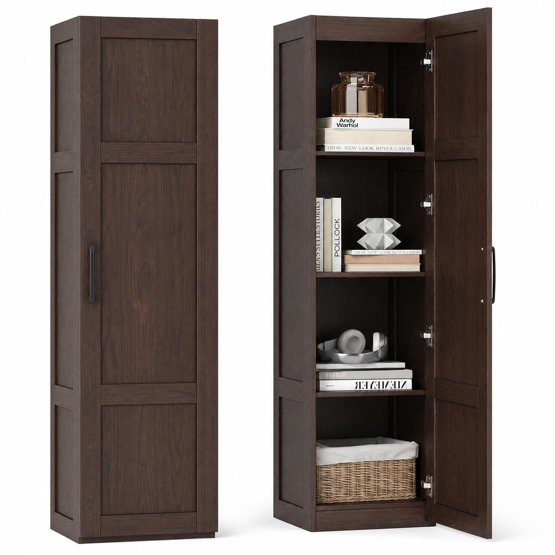 Giantex Narrow Farmhouse Freestanding Bathroom Cabinet with 4 Shelves