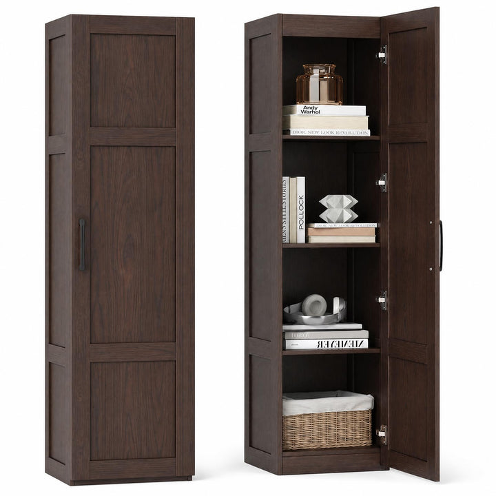 Giantex Narrow Farmhouse Freestanding Bathroom Cabinet with 4 Shelves