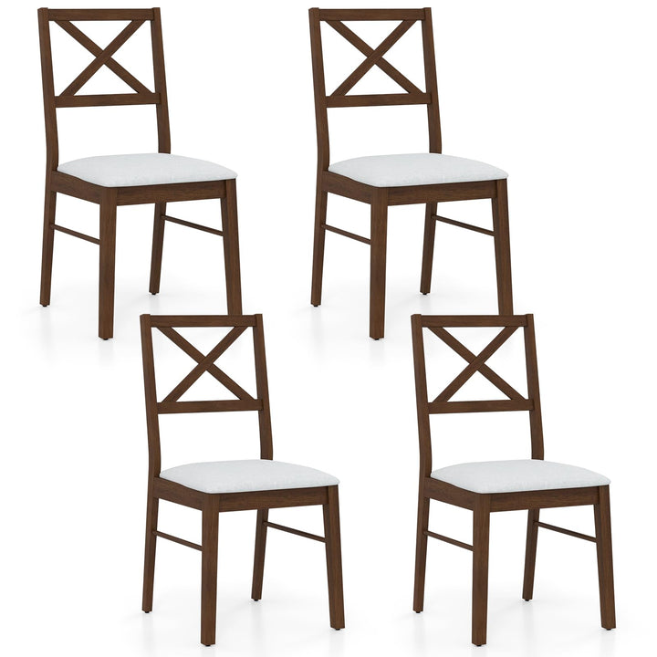 Giantex Wooden Dining Chairs Set of 2/4, Upholstered Kitchen Chairs w/Cross Back &amp; Padded Seat