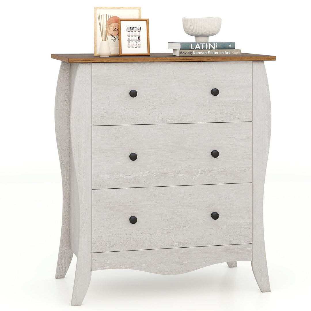 Giantex Storage Cabinet with Foldable &amp; Detachable Fabric Drawers, Anti-Tipping Kit, 26.5” x 15” x 30” Farmhouse Floor Cabinet