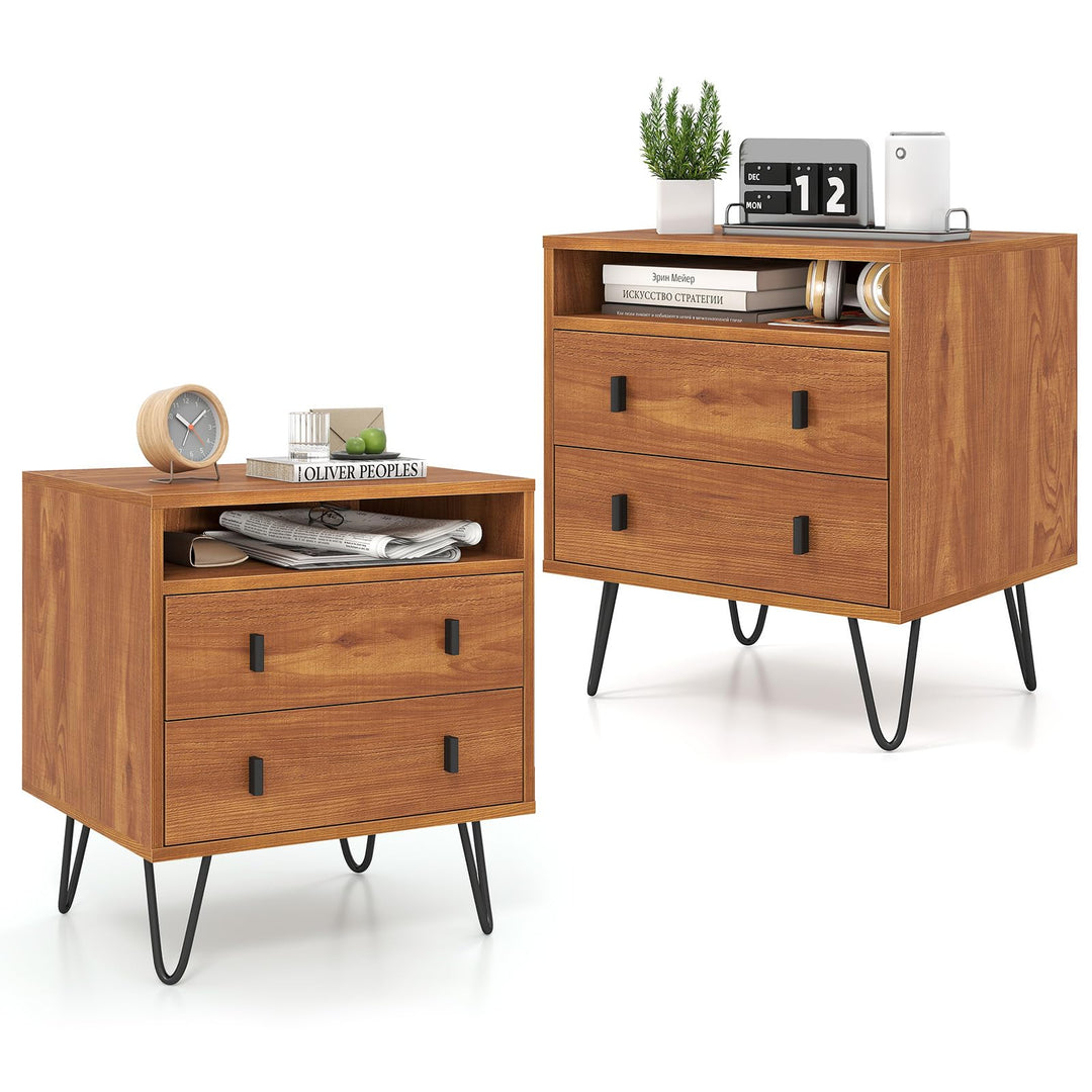 Giantex Night Stand with 2 Drawers for Bedroom Home Office