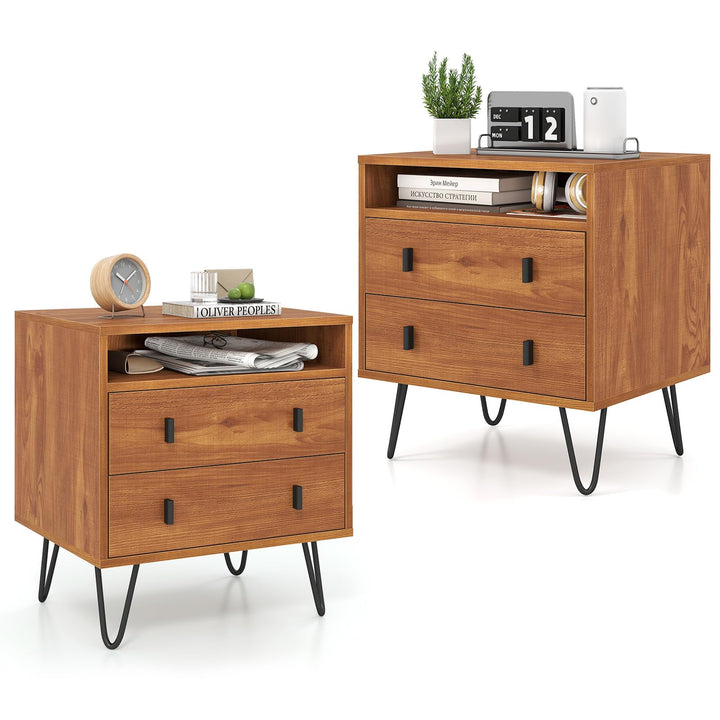 Giantex Night Stand with 2 Drawers for Bedroom Home Office