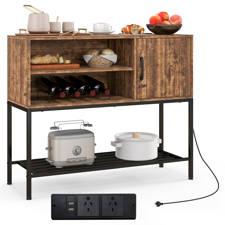 Giantex Buffet Cabinet with Power Outlets &amp; USB Ports, Wood Coffee Bar Cabinet
