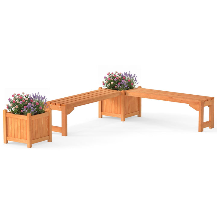 GIANTEX 2-in-1 Outdoor Bench with Raised Garden Bed