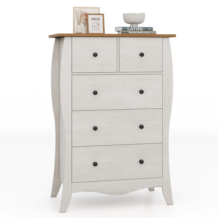 Giantex Storage Cabinet with Foldable &amp; Detachable Fabric Drawers, Anti-Tipping Kit, 26.5” x 15” x 38” Farmhouse Floor Cabinet