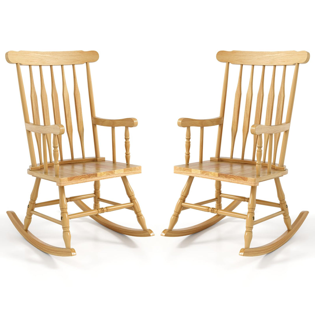 Giantex Patio Rocking Chair with Solid Rubber Wood Frame