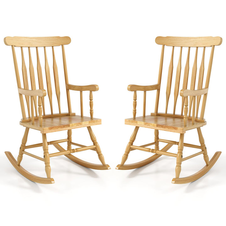 Giantex Patio Rocking Chair with Solid Rubber Wood Frame