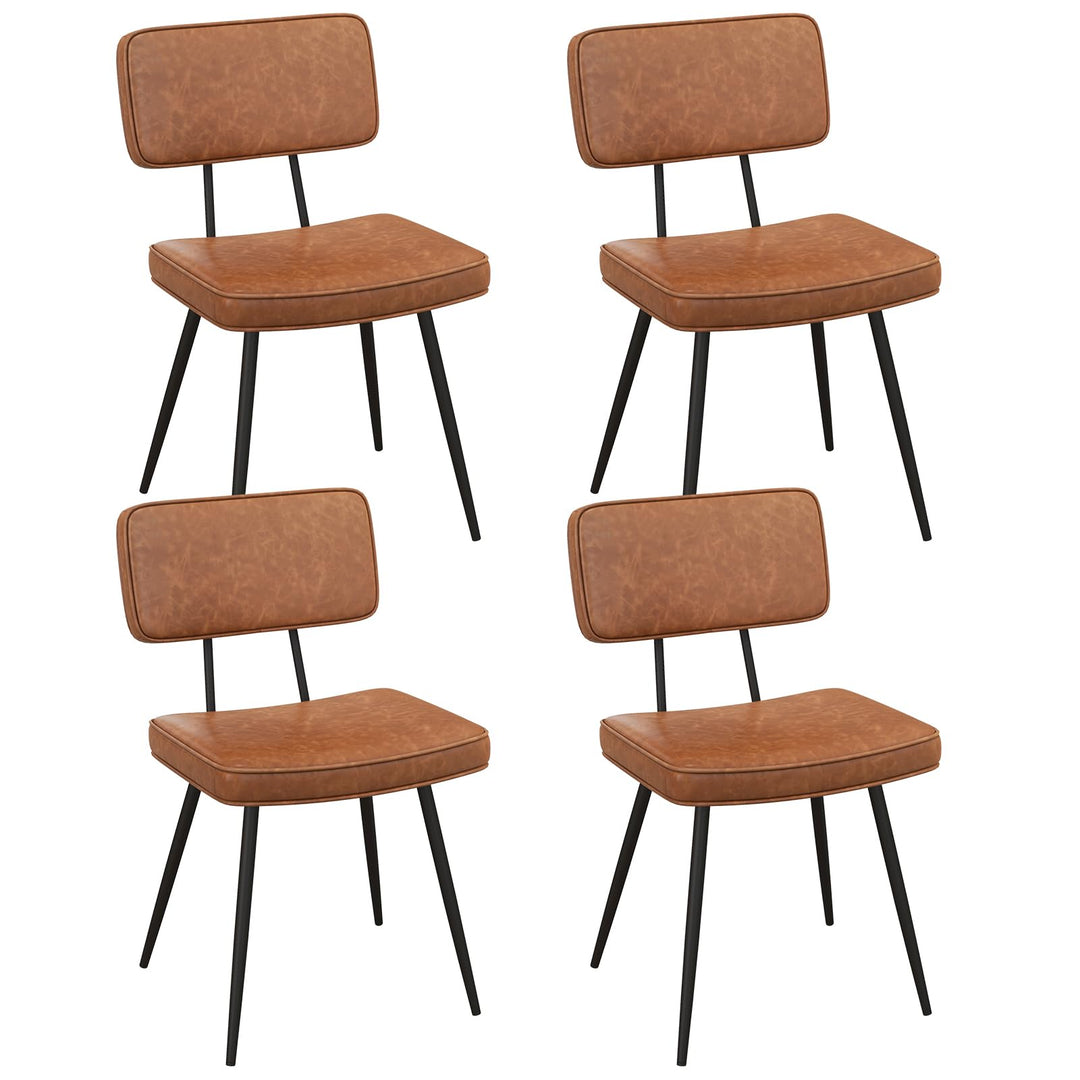 Giantex PU Leather Dining Chairs Set of 2/4, Upholstered Kitchen Chairs w/Padded Backrest &amp; Seat, Metal Legs