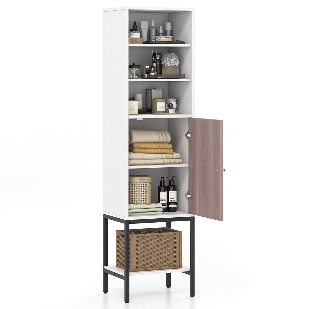 Giantex 57” Tall Bathroom Storage Cabinet, Bathroom Floor Cabinet with Door, Adjustable Shelves &amp; Foot Pads