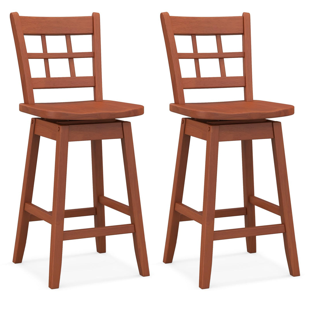 Giantex Bar Stools, Farmhouse Swivel Barstools with 6-Grid Hollow Back &amp; Ergonomic Contoured Seat
