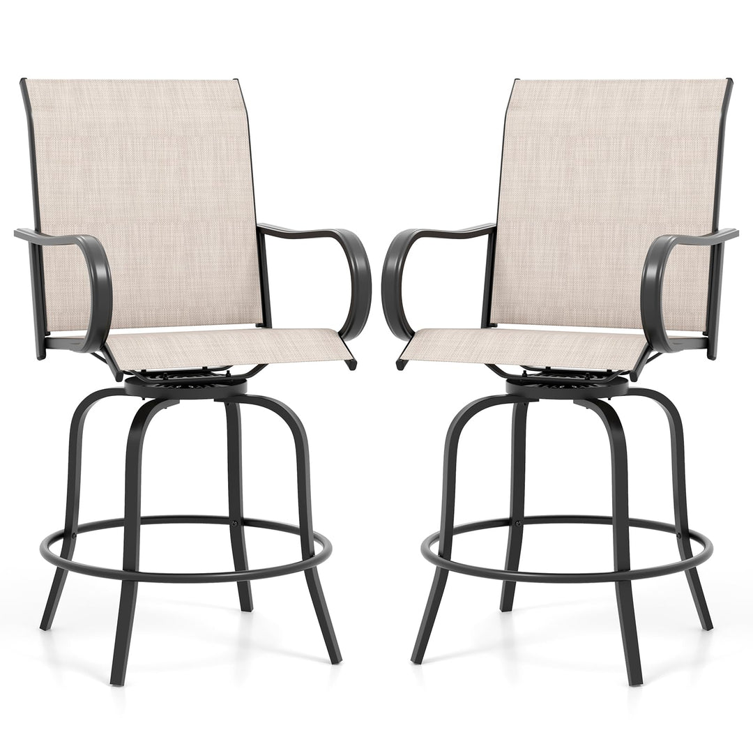 Giantex Swivel Outdoor Bar Stools, All-Weather Bar Height Patio Chairs