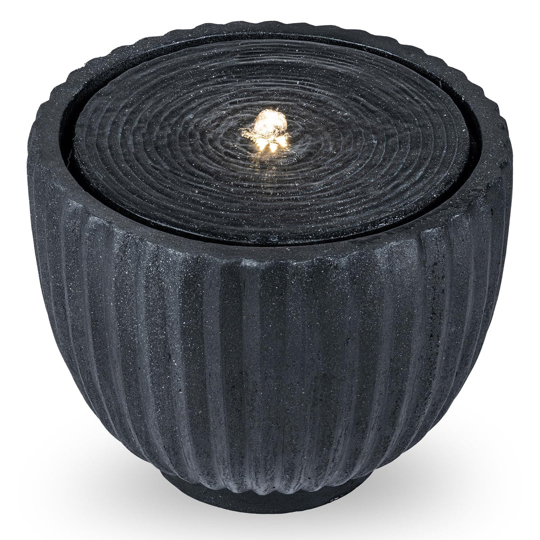 Giantex 17.5"/18" Round Outdoor Water Fountain with 6 LED Lights
