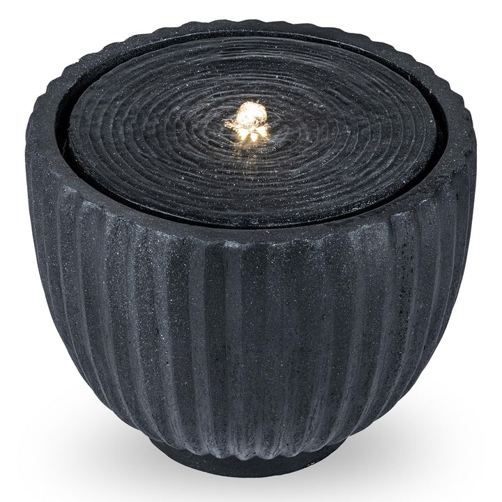 Giantex 17.5"/18" Round Outdoor Water Fountain with 6 LED Lights