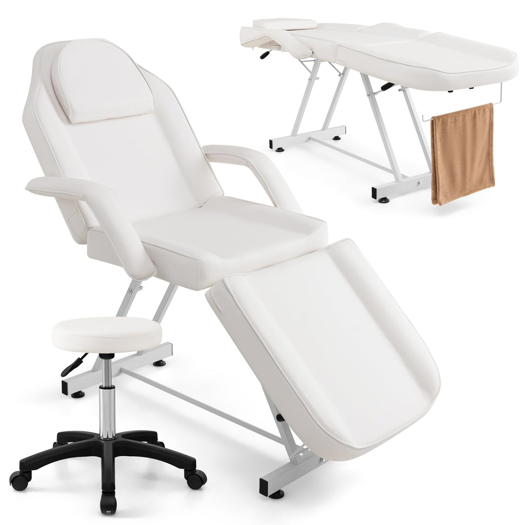 Giantex 73" Facial Chair with Hydraulic Stool, Tattoo Chair with with Adjustable Backrest &amp; Legrest