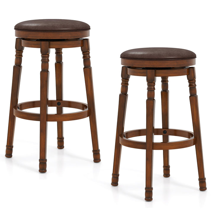 Giantex Swivel Bar Stools Set with Faux Leather Padded Seat