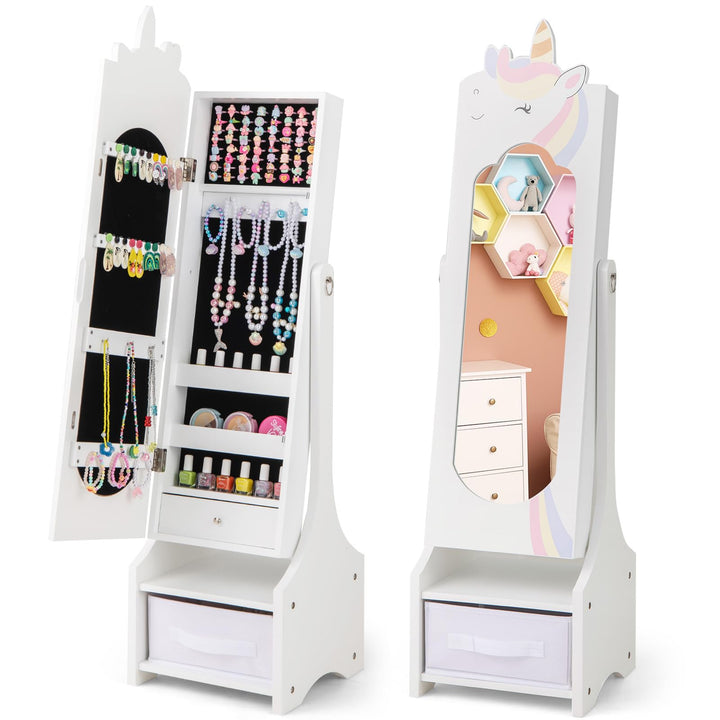 CHARMAID Kids Mirror Jewelry Cabinet - 45.5&