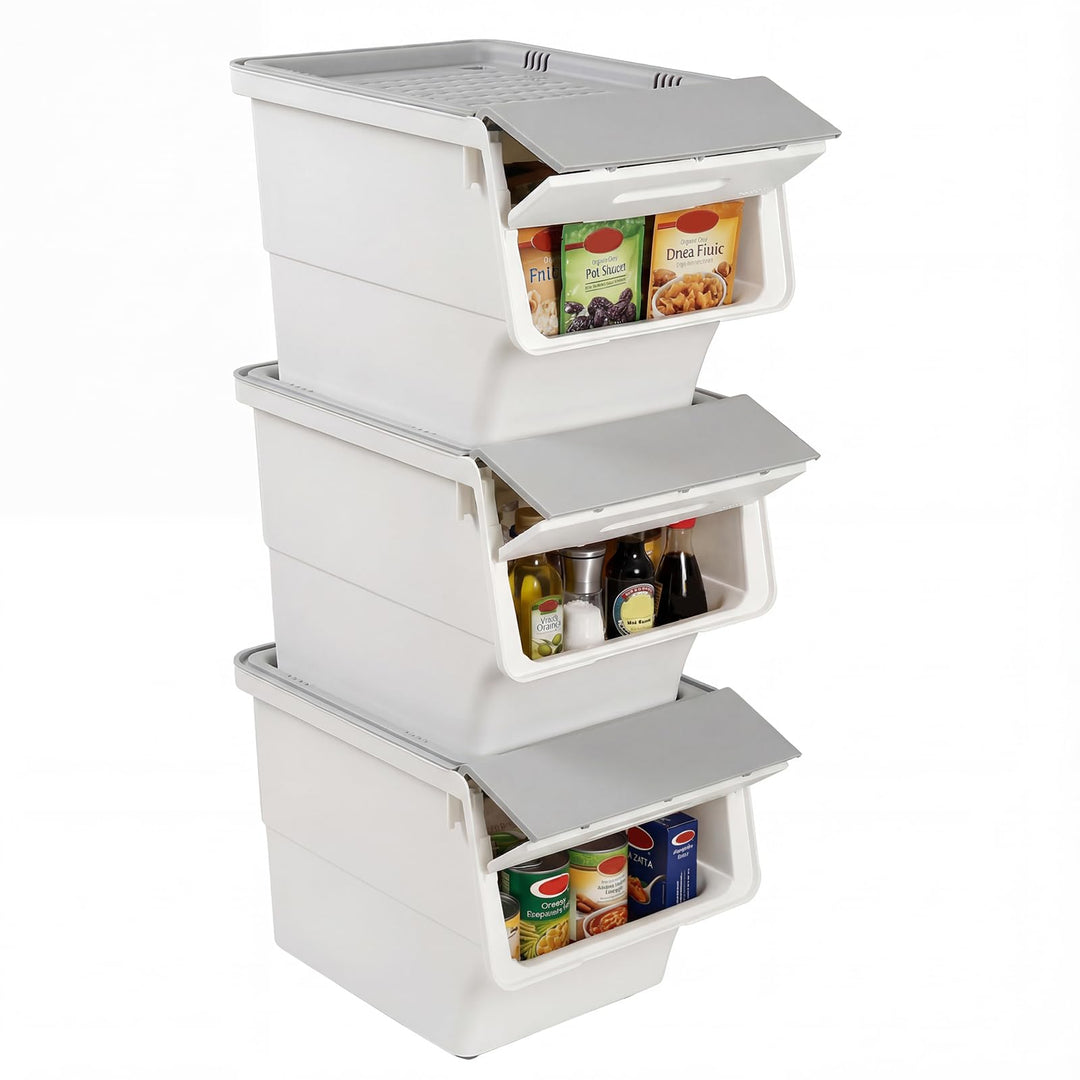 Giantex Plastic Stackable Storage Bins with Lids &amp; Wheels