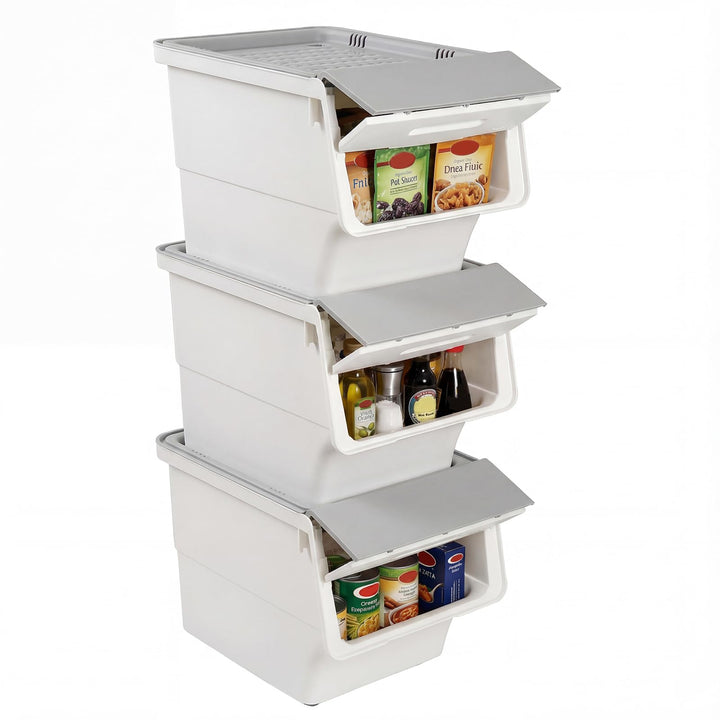 Giantex Plastic Stackable Storage Bins with Lids &amp; Wheels