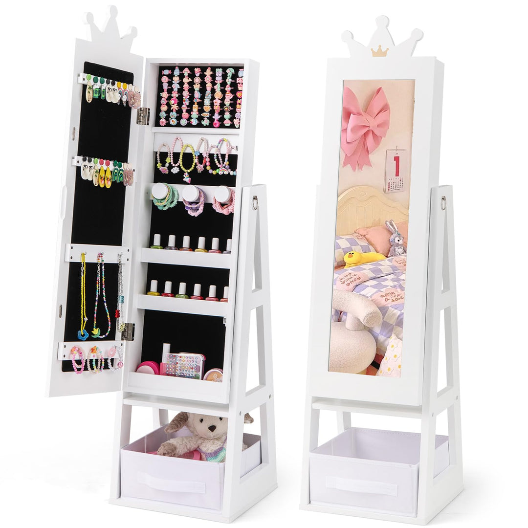 CHARMAID Kids Mirror Jewelry Cabinet - 45.5&