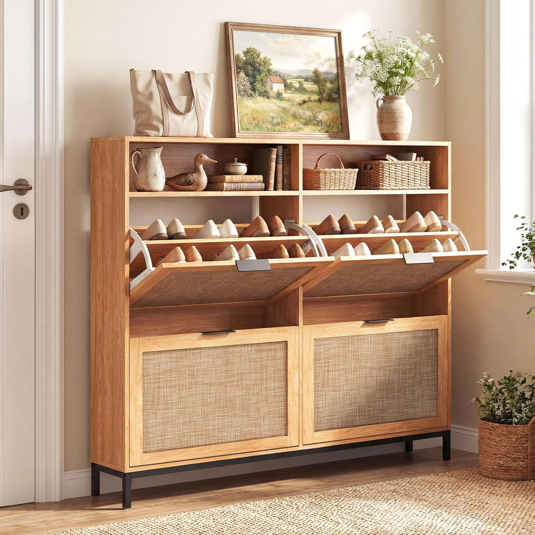 Giantex Large Shoe Storage Cabinet w/ 4 Flip Drawers