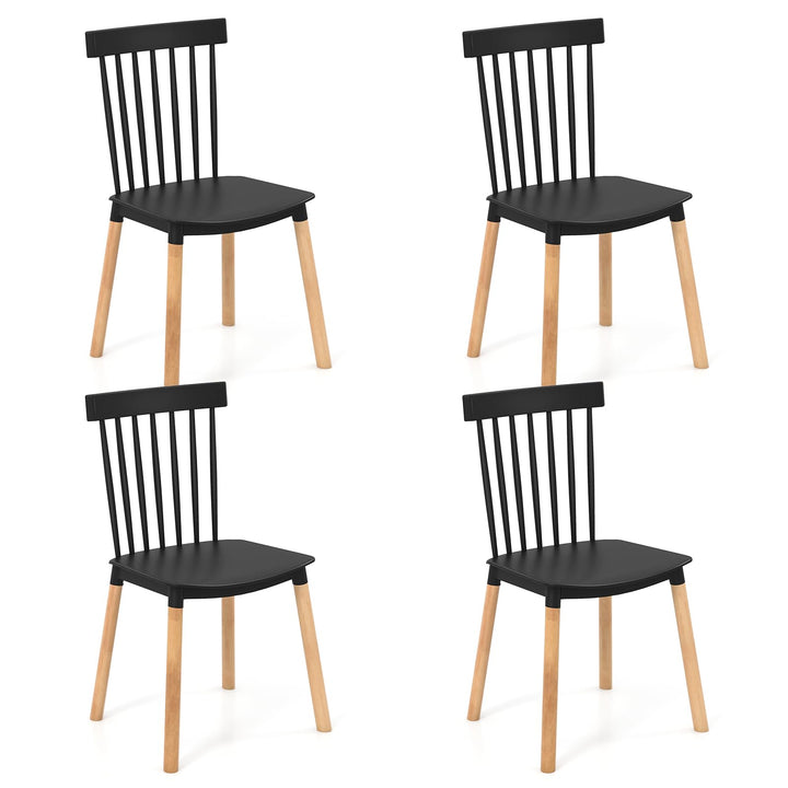 Giantex Set of 4 Windsor Dining Chairs White, Modern Kitchen Chairs w/Spindle Backs &amp; Curved Seats