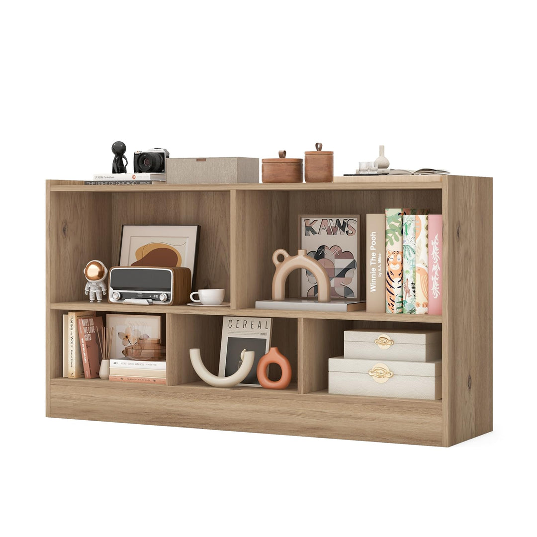 Giantex 5-Cube Bookcase, Freestanding 3-Tier Bookshelf with Spacious Top &amp; Raised Base