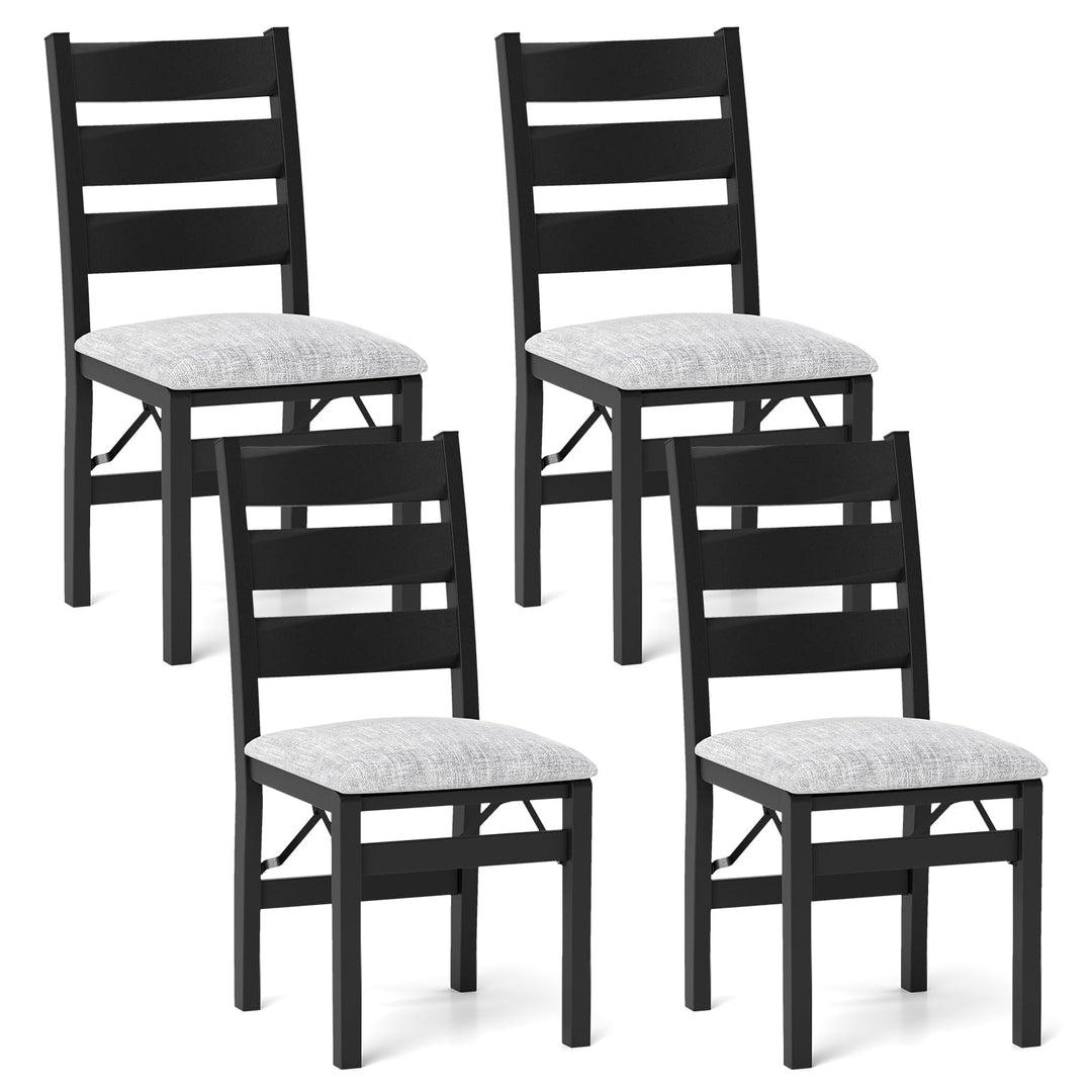 Giantex Folding Dining Chairs Set of 2, Modern Upholstered Kitchen Chairs w/Slatted Backrest &amp; Padded Seat