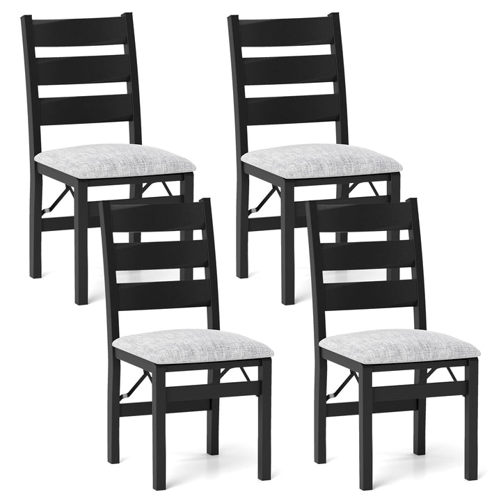 Giantex Folding Dining Chairs Set of 2, Modern Upholstered Kitchen Chairs w/Slatted Backrest &amp; Padded Seat