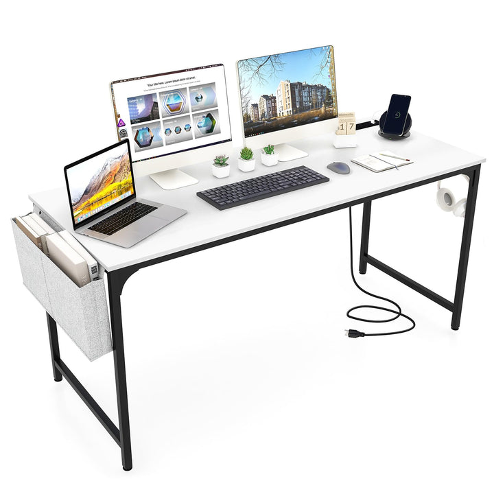 Giantex 30 FT Conference Table with Charging Station, 60" x 24" Rectangular Large Meeting Room Desk with Storage Bag &amp; Hook