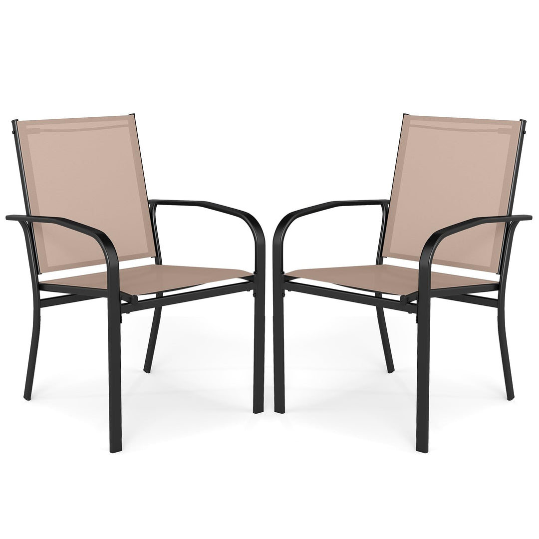 Giantex Stackable Patio Chairs with Breathable Backrest &amp; Wide Seat