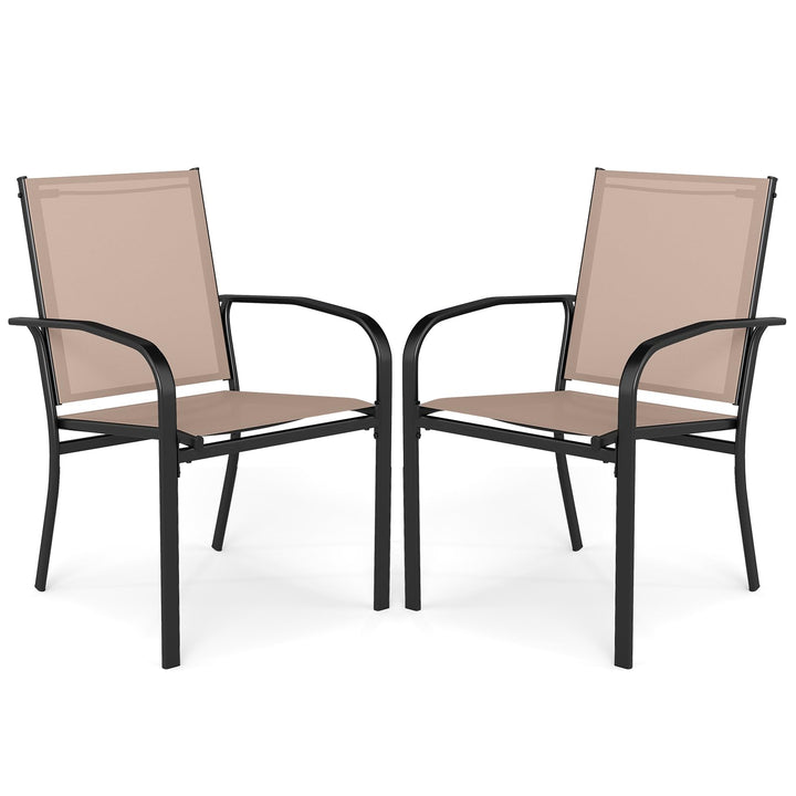 Giantex Stackable Patio Chairs with Breathable Backrest &amp; Wide Seat