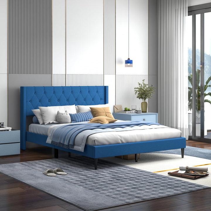 Giantex Queen/Twin Size Platform Bed Frame with Wingback