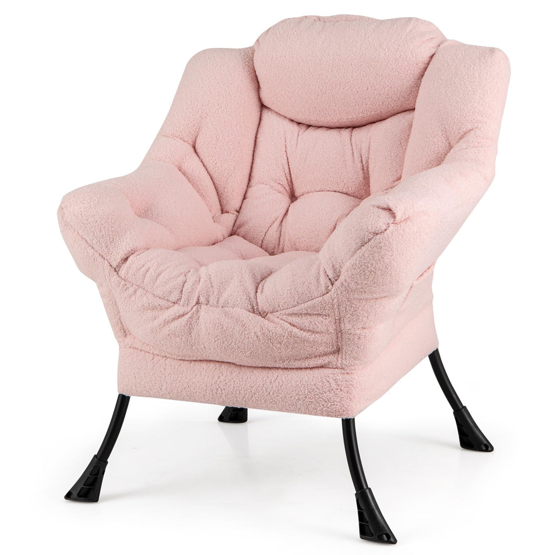 Giantex Set of 1/2 Lazy Chairs, Modern Sherpa Accent Chair w/Upholstered Single Sofa Chair w/Armrests &amp; Side Pocket