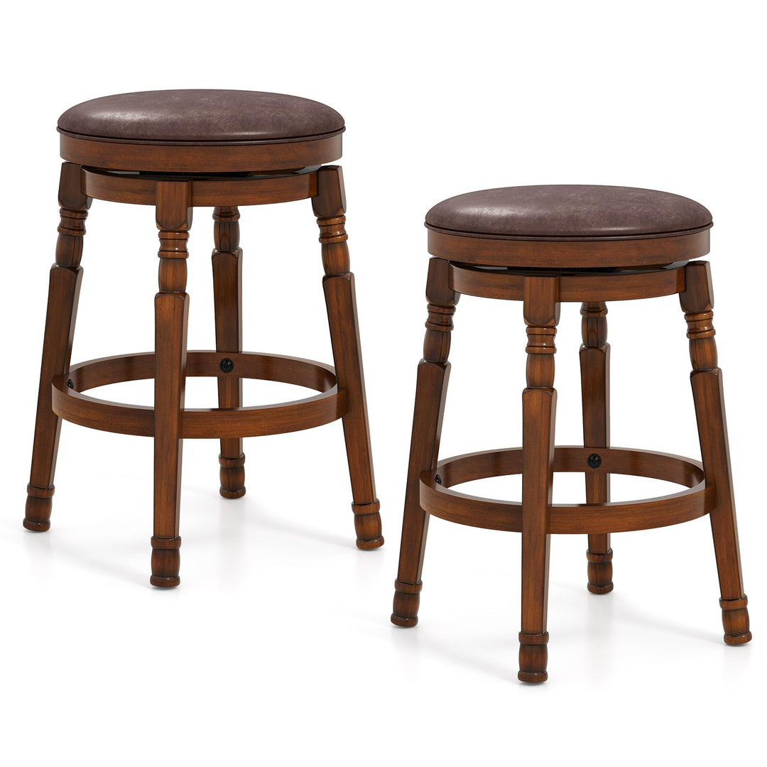 Giantex Swivel Bar Stools Set with Faux Leather Padded Seat