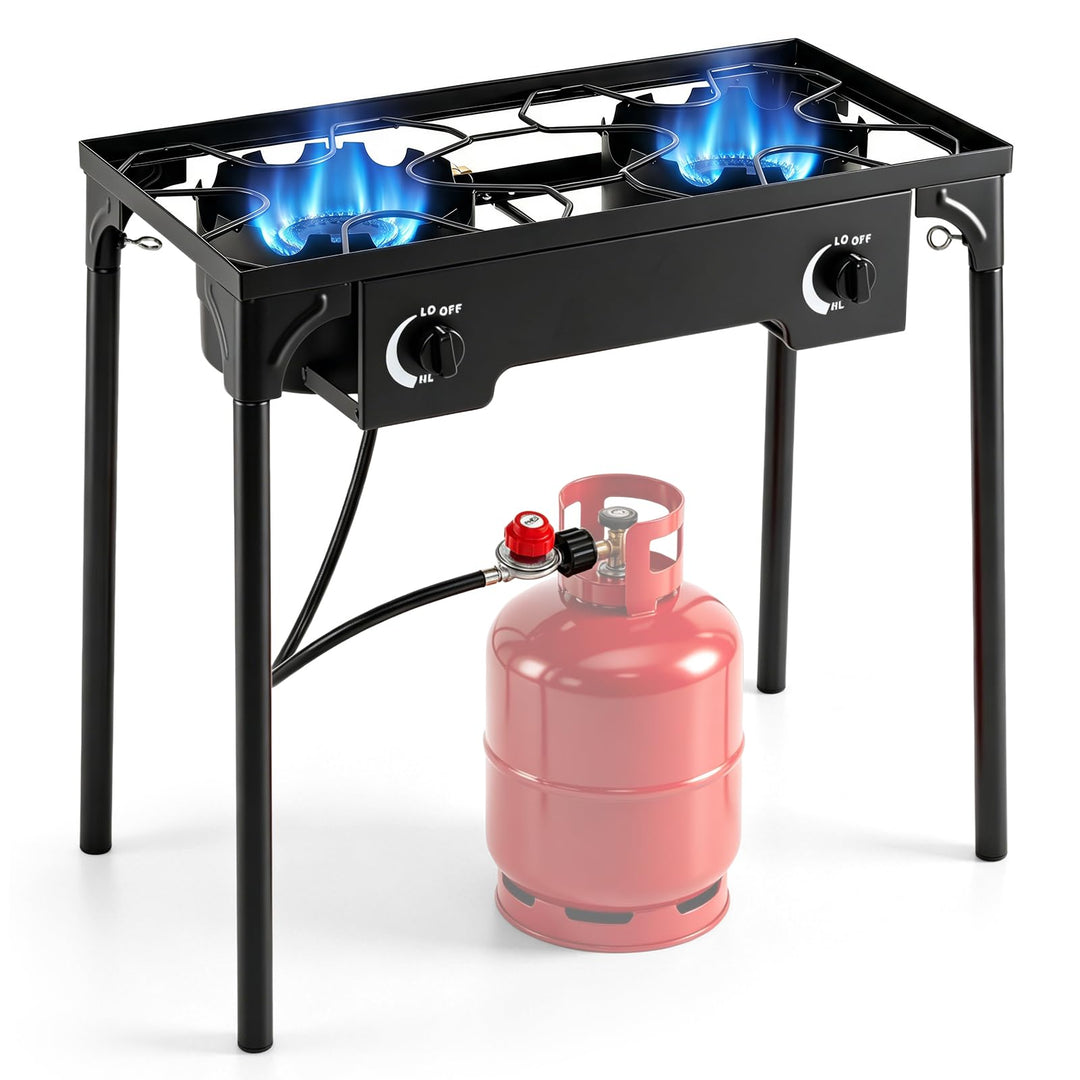 Giantex 2 Burner Propane Gas Stove | 160,000 BTU High Pressure Camping Cooker