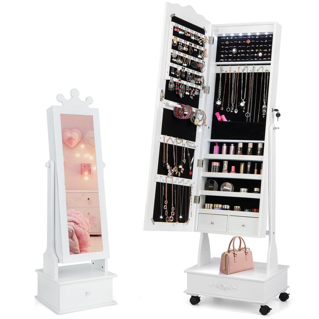 CHARMAID Kids Jewelry Armoire &amp; Adult Jewelry Cabinet Set