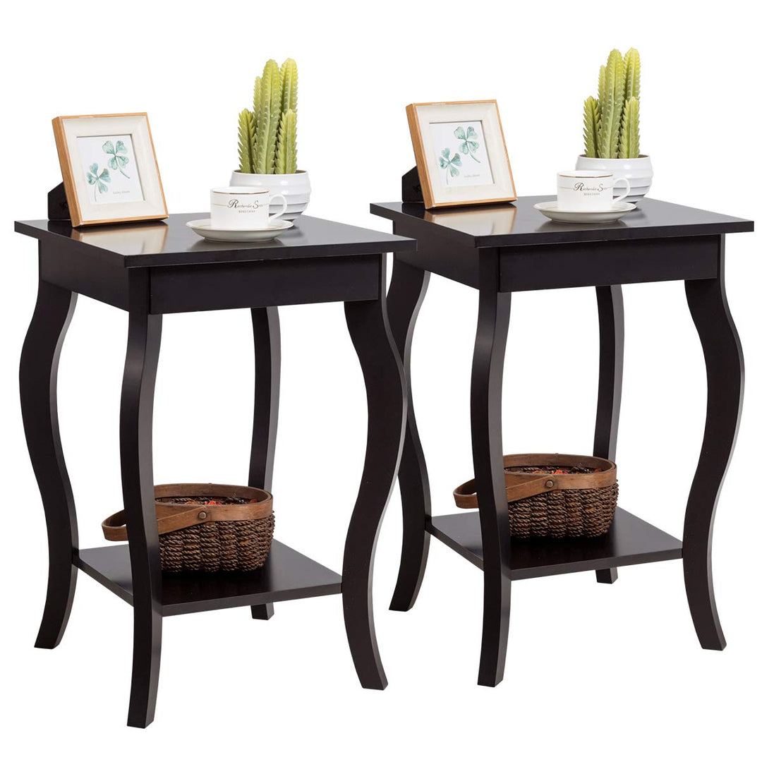 16" End Table W/Storage &amp; Shelf Curved Legs Home Furniture for Living Room