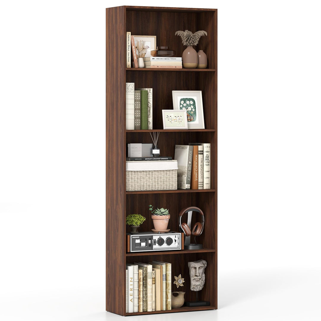 Giantex 5-Tier Bookshelf Freestanding Tall Bookcase with 5 Open Compartments