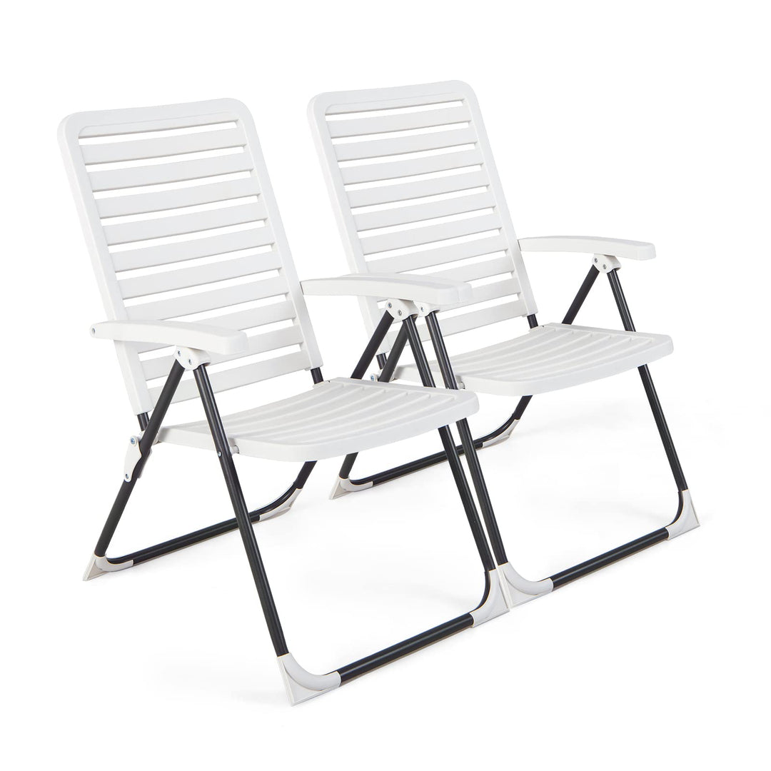 Giantex Patio Folding Chair, Adjustable Reclining Folding Chair w/ 7-Level Backrest