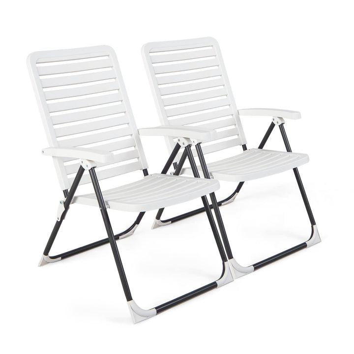 Giantex Patio Folding Chair, Adjustable Reclining Folding Chair w/ 7-Level Backrest