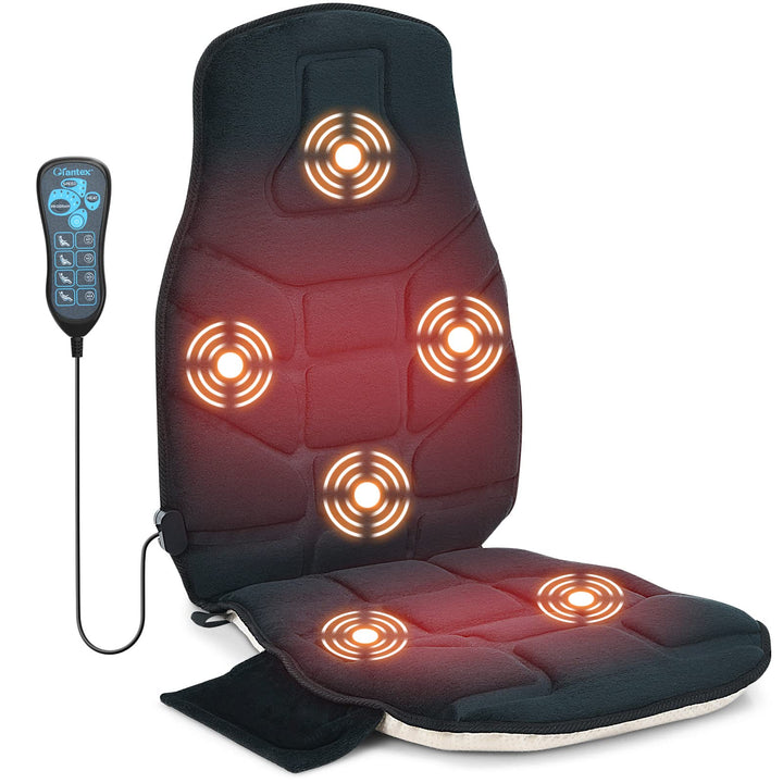 Giantex Memory Foam Massage Seat Cushion, Back Massager with 6 Vibration Massage Nodes &amp; 2