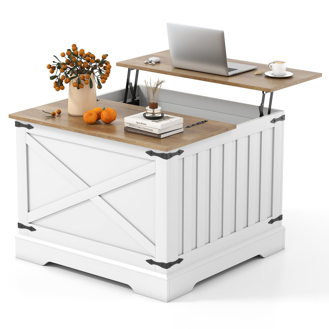 Giantex 31.5" Square Wood Center Table with Large Hidden Storage Compartment &amp; Hinged Lift Top