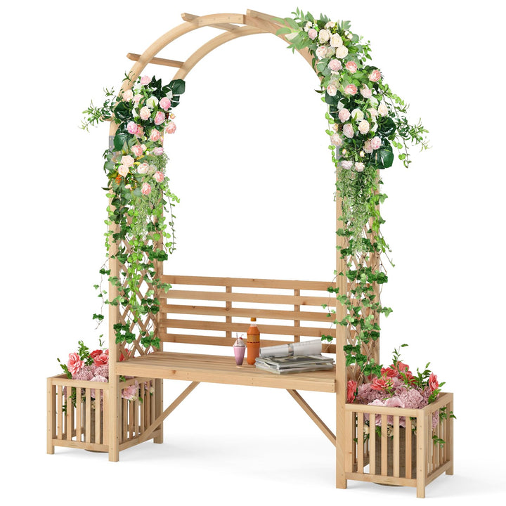 Giantex Outdoor Bench with Garden Arch &amp; Planters