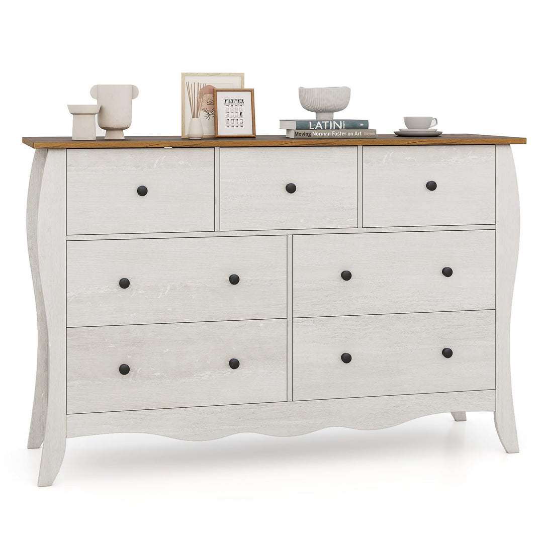 Giantex Storage Cabinet with Foldable &amp; Detachable Fabric Drawers, Anti-Tipping Kit, 47” x 15” x 30.5” Farmhouse Floor Cabinet