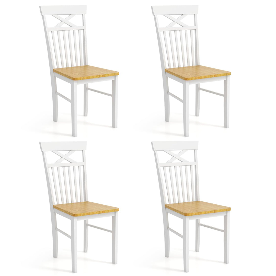 Giantex Wooden Dining Chairs Set of 2/4, Kitchen Chairs w/Rubber Wood Frame, High &amp; Curved Slatted Backrest, Modern Armless Chairs