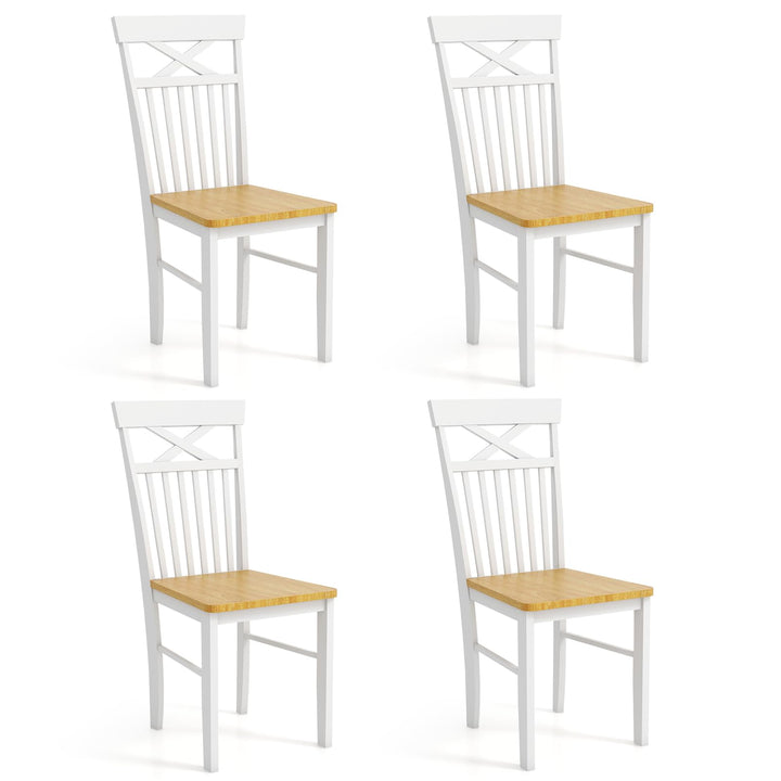 Giantex Wooden Dining Chairs Set of 2/4, Kitchen Chairs w/Rubber Wood Frame, High &amp; Curved Slatted Backrest, Modern Armless Chairs