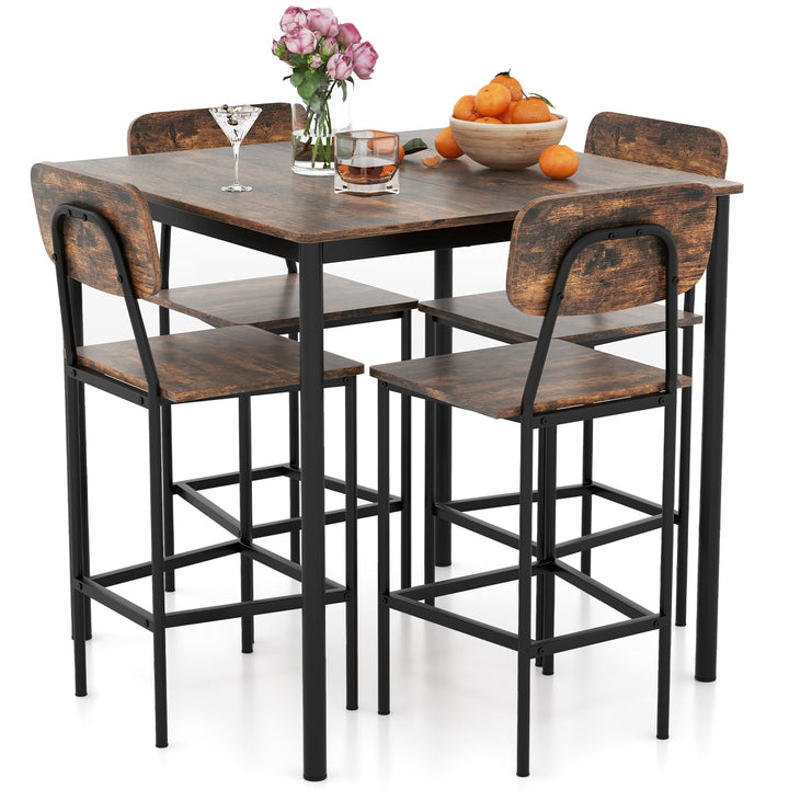 Giantex 5-Piece Dining Table Set W/Counter Height Table &amp; 4 Bar Stools