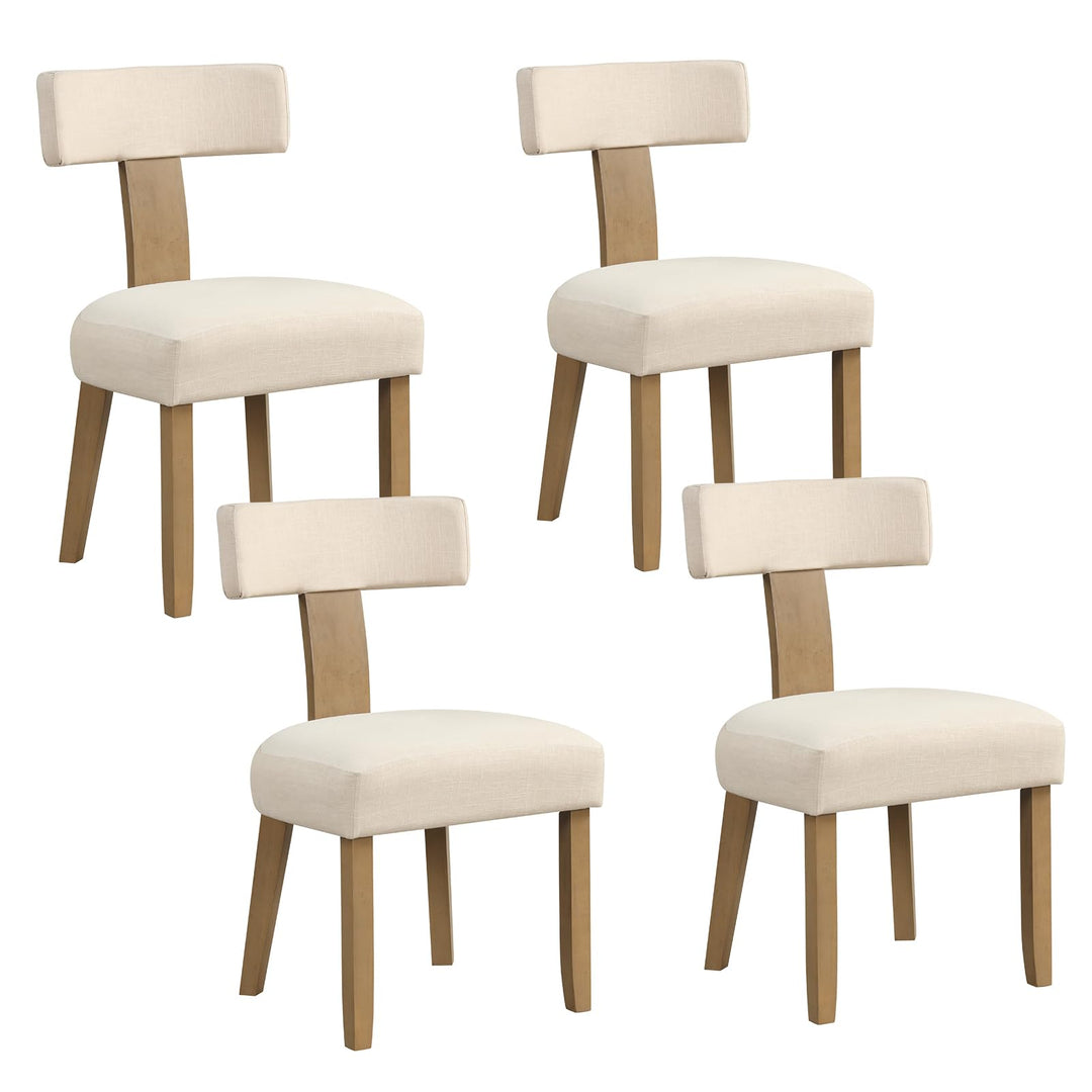Giantex Upholstered Dining Chairs Set, Mid Century Modern Kitchen Chairs w/Curved Backrest &amp; Rubber Wood Legs