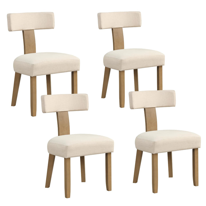 Giantex Upholstered Dining Chairs Set, Mid Century Modern Kitchen Chairs w/Curved Backrest &amp; Rubber Wood Legs