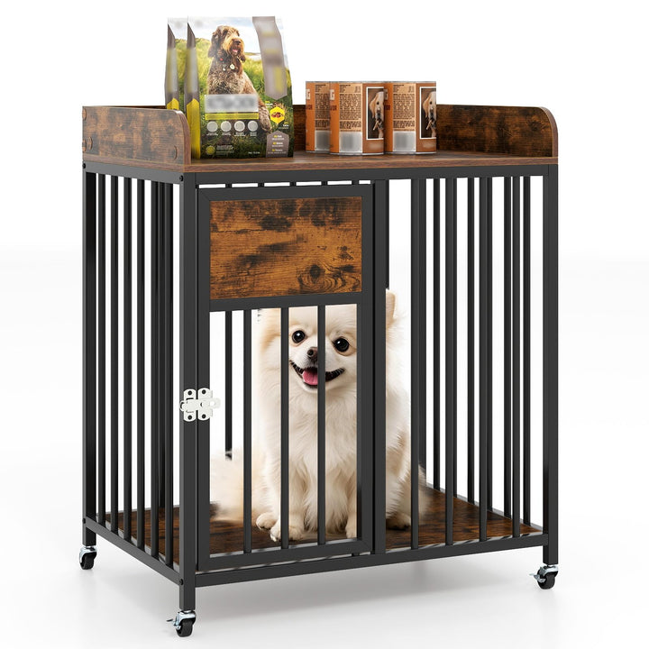 Giantex Dog Crate Furniture with Lockable Door &amp; Wheels